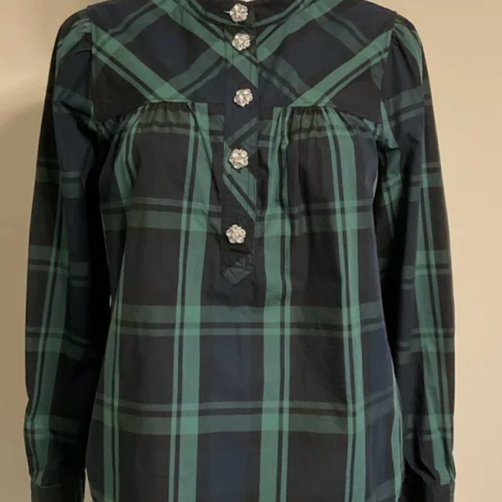 J Crew Plaid Black Watch Bouse